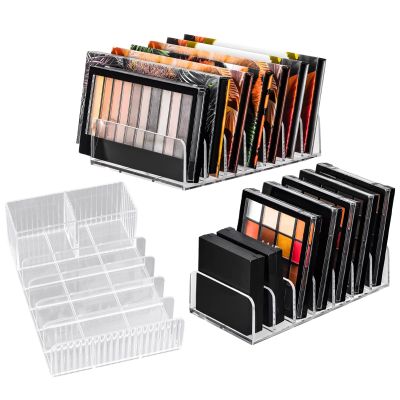 3-Piece Clear Acrylic Cosmetic Organizer Set with Dividers, Fits Compact Powder, Eyeshadow, Blush; Great for Bathroom, Vanity, Or Dresser