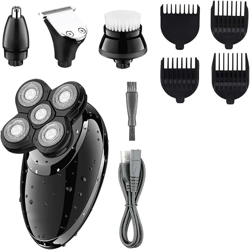 EZAGMWGFB Electric Shavers for Bald Men, 4 in 1 Electric Shaver Beard Trimmer Razor Nose Trimmer Grooming Kit