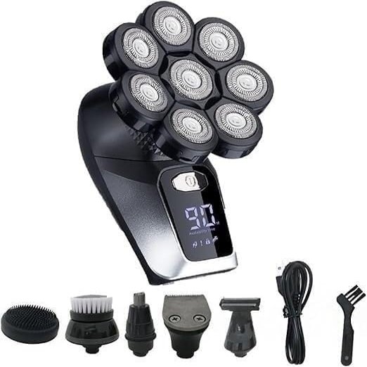 EZAGMWGFB Electric Shavers for Bald Men, Multifunctional 8D Bald Head Shaver 6 in 1 Electric Razor Head Shavers for Bald Men LED Display Electric Shavers