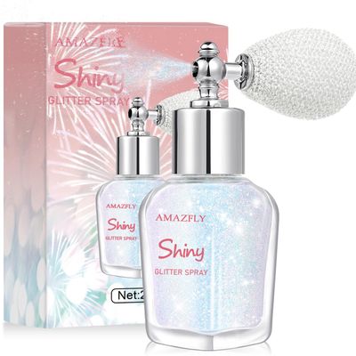 Hair and Body Glitter Spray, Shimmering Powder Sparkle Powder Makeup, Glitter Loose Sparkle Makeup for Body Highlighter,Festival Prom Rave Accessories (Sparkling Pink)