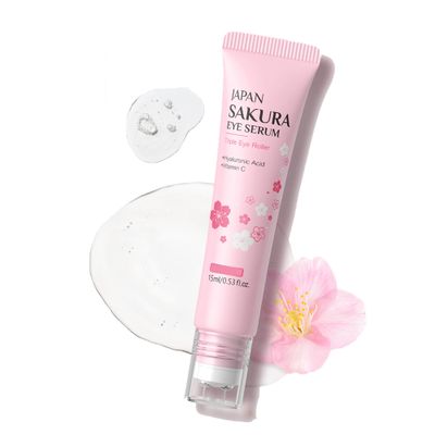 AKARY Sakura Eye Serum for Dark Circles, Dryness, Hydrating, Smoothing Fine Lines, Firming with Triple Ice Roller for Puffy Eyes & Under Eye Bags, Skin Care for Women & Men