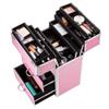 NAAMOTOMOX 4-Tier Lockable Cosmetic Rolling Makeup Train Case with Extendable Trays Organizer Beauty Storage Luggage with Wheels, Pink view 4