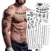 No Ragrets & Barbed Wire Halloween Temporary Tattoos 4 Sheets - Realistic Tattoo Stickers Arm Bands, Spine & Neck Costume for Scary Funny Adult Women Men Parties view 1