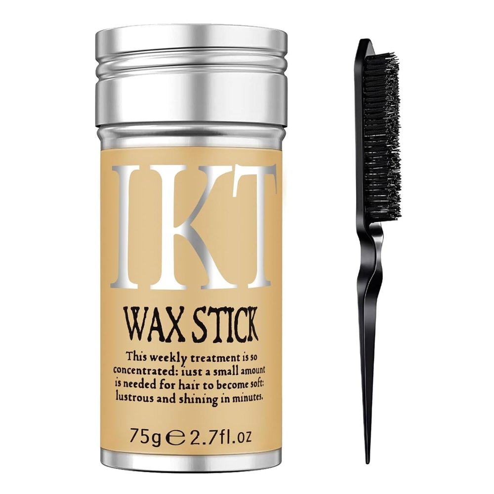IKT Hair Wax Stick Slick Back Hair Edge Brush Pink Comb Wax Stick for Hair Flyaways, Styling Products Essentials Stuff for Women, Men's and Clean 75g