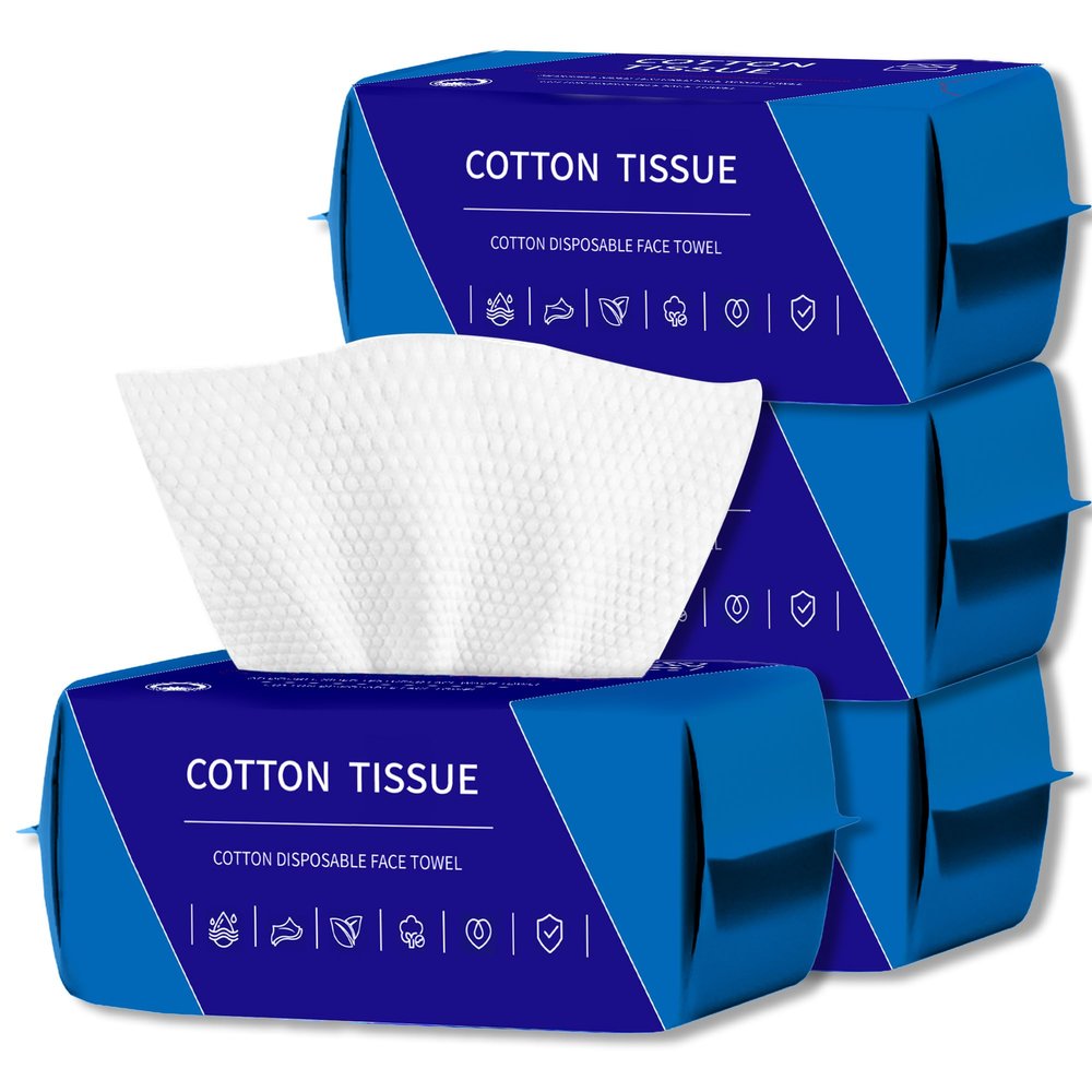 400 Count Disposable Face Towel, Dual-Textured Clean Wipes  Dry/Wet Use, Ultra-Soft Facial Towels, Lint-Free Face Towel Disposable for Women Cleansing, Makeup, Travel