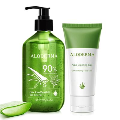 Aloderma Oil Controlling Set, 2 pcs - Aloe Clearing Gel, Aloe Vera Gel + Tea Tree Oil