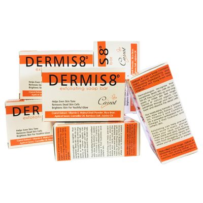 Dermis 8 Natural Carrot Soap Bar Brightening & Nourishing Face & Body Soap Made with Carrot Extract, Jojoba & Camellia Oils (200g x 6 Pack)