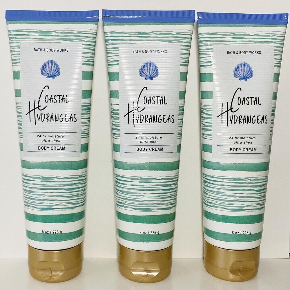 3 COASTAL HYDRANGEAS CREAM Lotion bath and body 8 oz