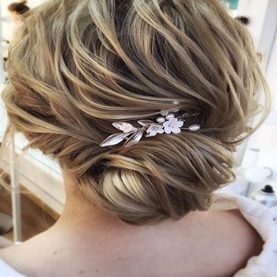 Asooll Bride Wedding Hair Comb Gold Flower Hair Pieces Pearl Hair Accessories for Women