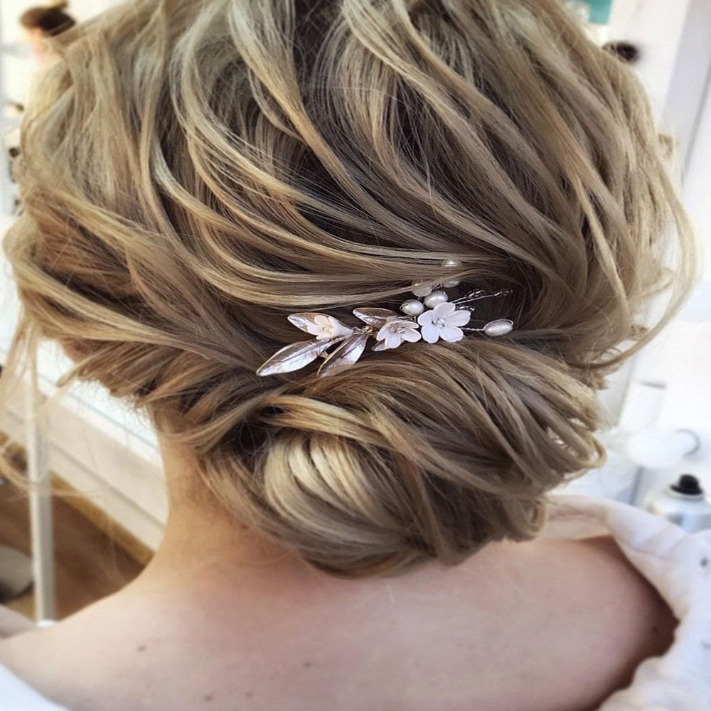 Asooll Bride Wedding Hair Comb Gold Flower Hair Pieces Pearl Hair Accessories for Women
