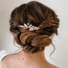 Asooll Bride Wedding Hair Comb Gold Flower Hair Pieces Pearl Hair Accessories for Women view 3