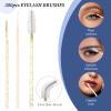300 PCS Eyelash Extension Supplies Kit, Disposable Micro Swab Brush, Eyebrow Spoolie, Lip Brush, Mascara Wand Applicator (Crystal gold handle white kits) view 3