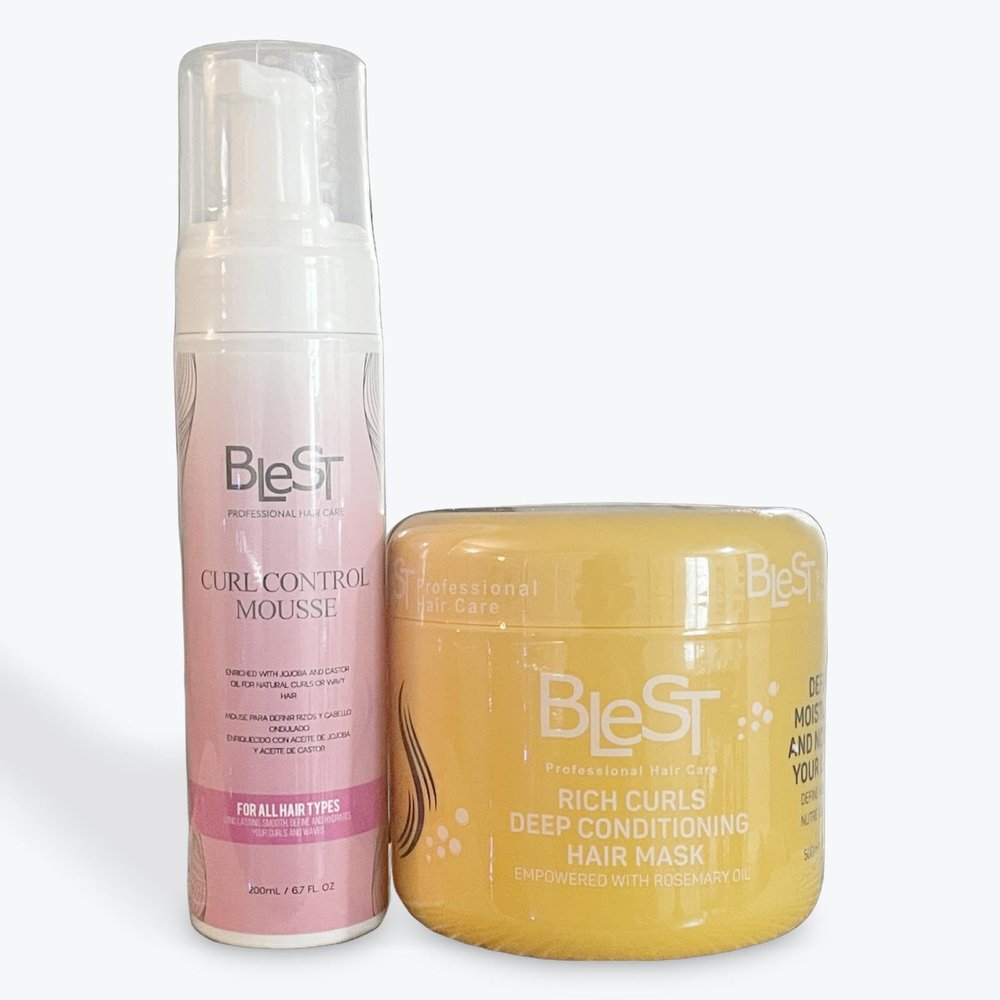 Professional Curly Hair Care Set, Curl Control Mousse 6.7oz and Deep Conditioning Mask 16.9oz, Moisturizing and Nourishing Formula. Beauty Salon, Hair Salon