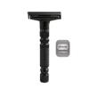 Adjustable double-edged safety razor with 10 platinum-plated stainless steel razor blades + optional stand + complimentary holster, reusable razor, smooth close shave (Black) view 1