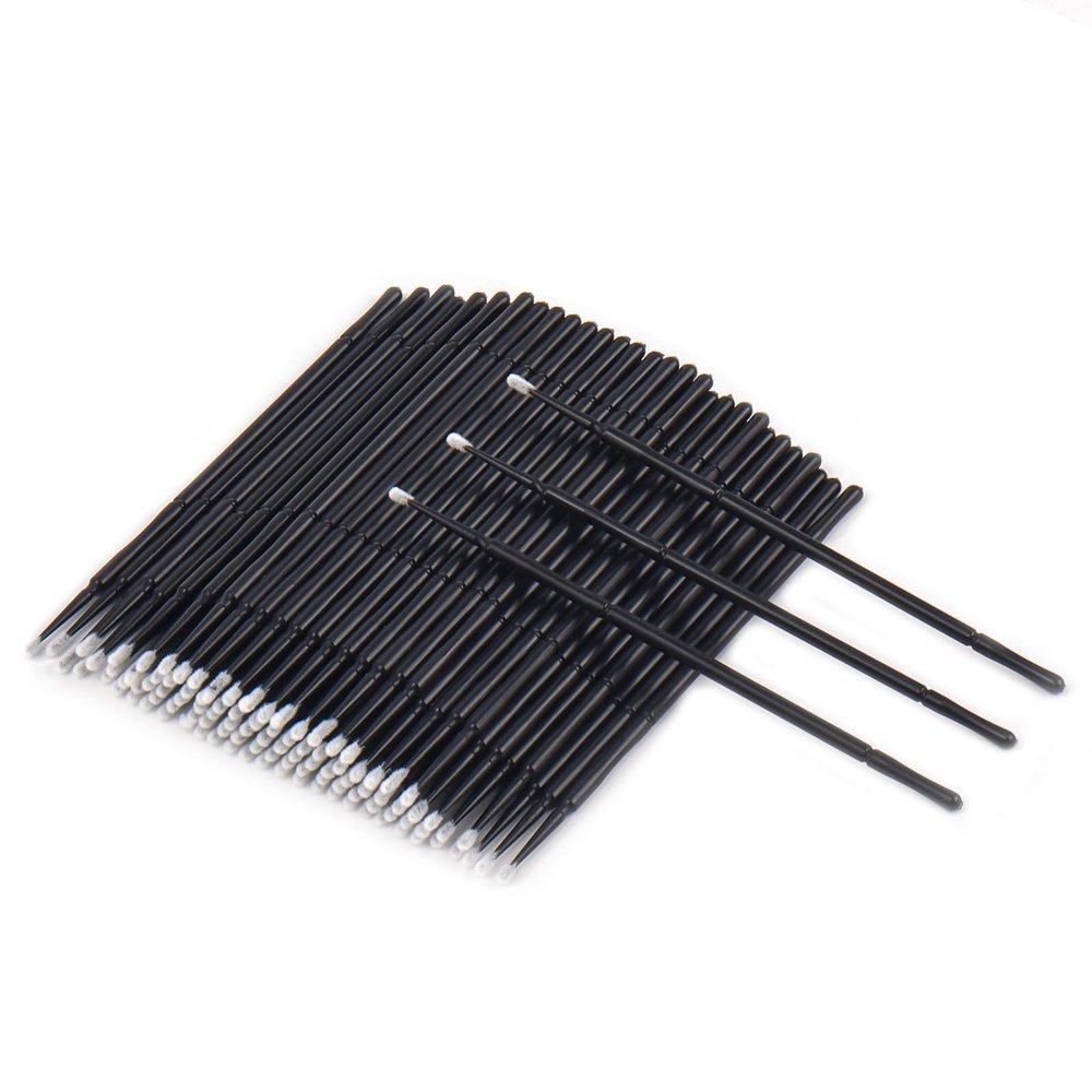 100Pcs Disposable Micro Applicator Brush, Micro Swabs, Eye Lashes Mascara Wands for Eyelash Extension(black)