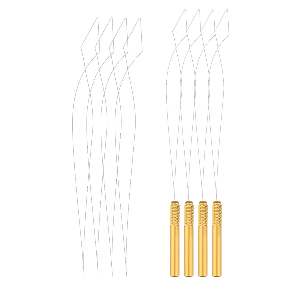 Lanshii Hair Extension Looper for Micro Beads Removable Hair Pulling Needle 7inch Wire Pulling Hook Tool for Sewing In Extensions Feather Extensions DIY Jewelry