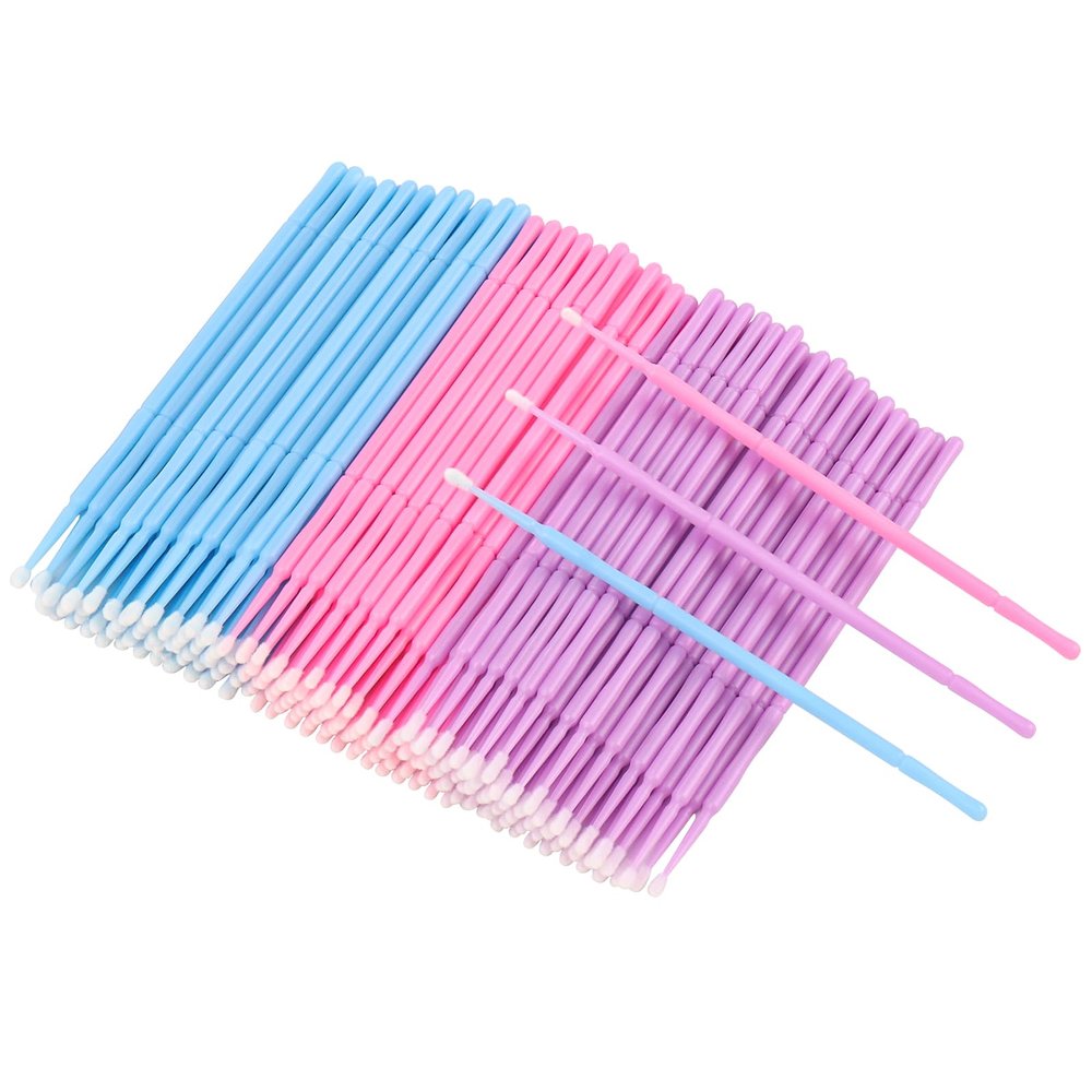300 Pcs Disposable Micro Applicator Brush, Micro Swabs, Eye Lashes Mascara Wands for Eyelash Extension(mixed 3 color)
