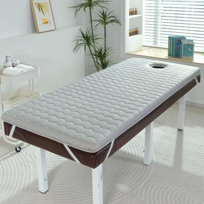 NATLEAD Non-Slip Spa Bed Pad Thicken 2.4IN, High Density Sponge Massage Table Topper, Beauty Salon Lash Bed Cushion with Elastic Strap, Massage Accessories Dark Grey 23.6x70.9in(S)