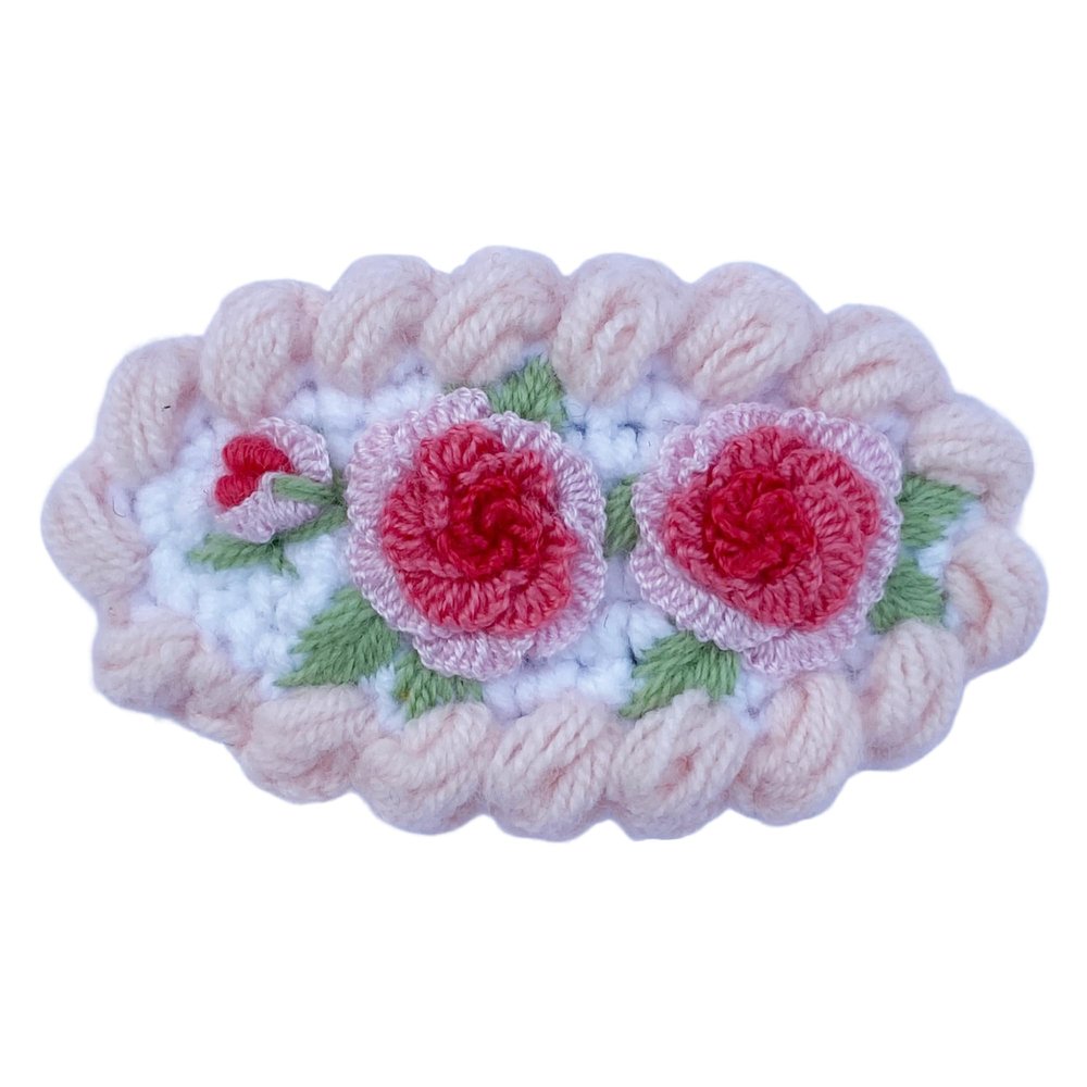 Coolideas handmade micro-hook crocheted hair barrettes yarn Handcrafted fine crocheted hair clips, creative hand made knitted side hair accessories for female (#51 Pink penoy)