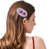 Coolideas handmade micro-hook crocheted hair barrettes yarn Handcrafted fine crocheted hair clips, creative hand made knitted side hair accessories for female (#51 Pink penoy) view 3