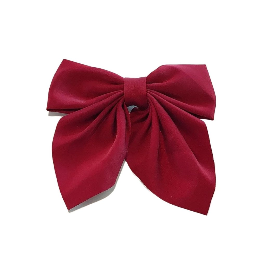 4PCS Solid Color Satin Bowknot Hair Clips - Sweet Bow Hairpins, Barrettes, Duckbill Clips, Hair Accessories for Women(Red)