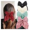4PCS Solid Color Satin Bowknot Hair Clips - Sweet Bow Hairpins, Barrettes, Duckbill Clips, Hair Accessories for Women(Red) view 3