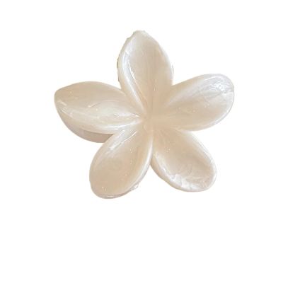 2PCS Flower Crab Hair Clips - Stylish Plastic Shark Hair Claw Barrettes for Girls - Perfect Beach Hair Accessories(White,A)