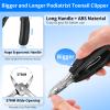 TwinWolf Toenail Clippers for Seniors Thick Ingrown Toenails,Heavy Duty Slanted Curved Blade Cutters for Fingernails, Large Ultra Sharp Nail Clippers Set with Wide Jaw for Men Women,5 Pcs,Black view 2