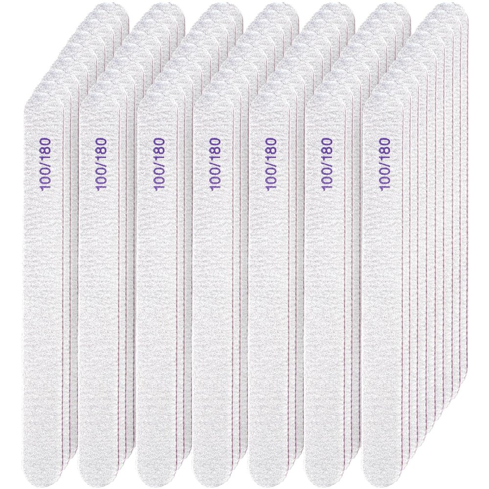 200 Pcs Nail Files 100/180 Grit Double Sides Emery Boards Reusable Nail Files for Acrylic Nails Professional Manicure Tools for Natural Nails Acrylic Nails Home and Salon Supplies