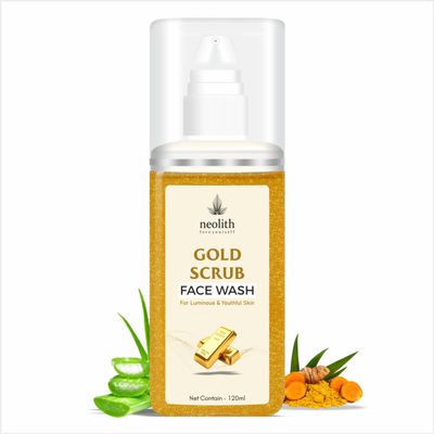 Gold Scrub Face Wash Brightening Face Wash 92% Organic, Daily Use 120 ML