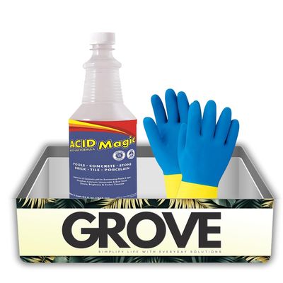 Acid Magic Muriatic Acid Bundle with Cleaning Gloves  Full Strength Cleaner for pH Reduction and Surface Prep, Safer Handling Alternative  Gift Set (2 Items)