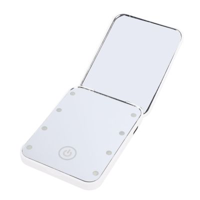 Focket Small Handheld Viewpoint, 2 Sides Magnifying Compact Makeup Mirror with Adjustable Brightness Light, Rechargeable via Type-C for Home Camping(White)