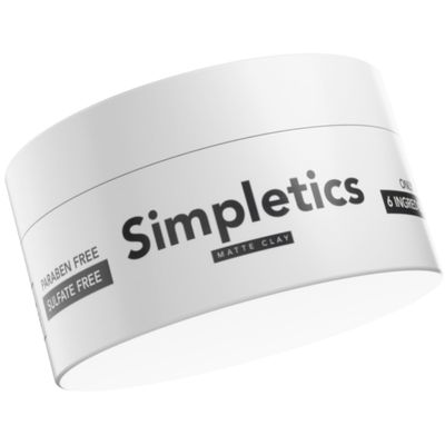 Simpletics Hair Clay for Men (Vanilla Scent)  Natural 6 Ingredient Matte Styling Clay with Beeswax & Coconut Oil  Strong Hold, Water Based, Non-Greasy  Adds Texture & Volume  2oz