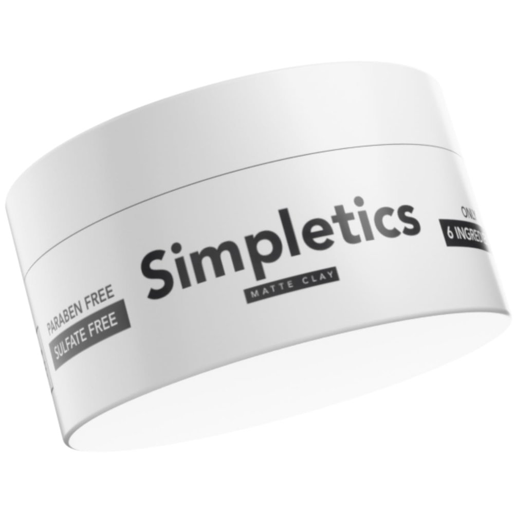 Simpletics Hair Clay for Men (Vanilla Scent)  Natural 6 Ingredient Matte Styling Clay with Beeswax & Coconut Oil  Strong Hold, Water Based, Non-Greasy  Adds Texture & Volume  2oz