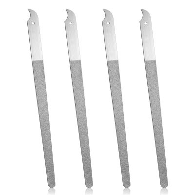 4Pcs Diamond Deb Nail File, 8 Inch Stainless Steel Diamond Dust Nail File, Double-Sided Abrasive for Professional Manicure Pedicure Salon Home Use (Curved Tip)