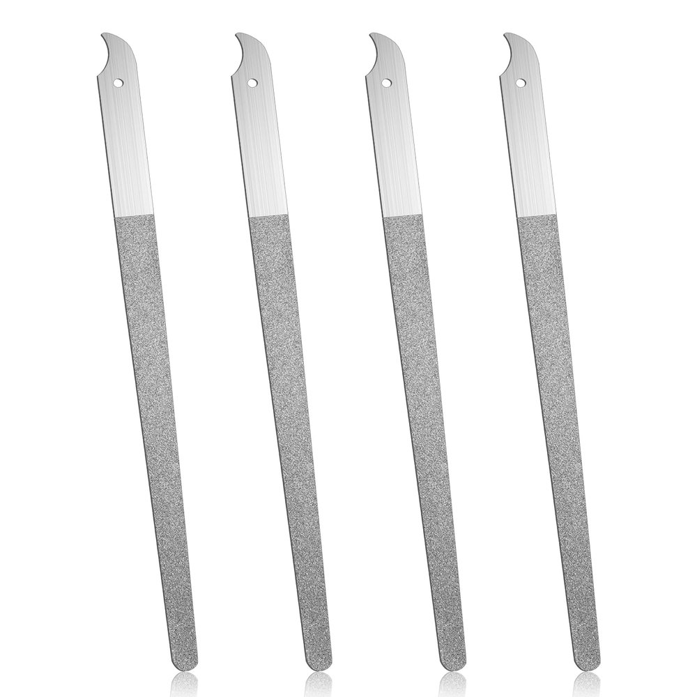 4Pcs Diamond Deb Nail File, 8 Inch Stainless Steel Diamond Dust Nail File, Double-Sided Abrasive for Professional Manicure Pedicure Salon Home Use (Curved Tip)