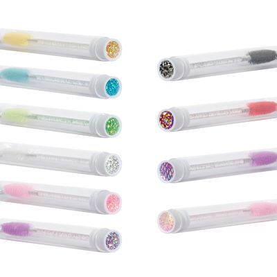 10-Piece Disposable Mascara Brushes Tubes Set -10 Empty Wand Tubes with 10 Diamond Eyelash Brushes, Spoolies for Eyelash Extensions, Makeup Tools (Mixed Color, 10 Pack)