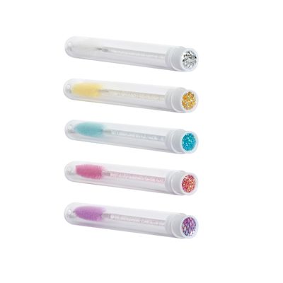 5-Piece Disposable Mascara Brushes Tubes Set -5 Empty Wand Tubes with 5 Diamond Eyelash Brushes, Spoolies for Eyelash Extensions, Makeup Tools (Mixed Color, 5 Pack)