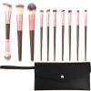 10Pcs Make up Brushes Set, Brush for Makeup with Angled/Round Tops, Brown Champagne Gold for Liquid Powder Cream Blending view 1