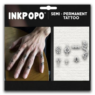 INKPOPO 3 Sheets Temporary Tattoos for Adults - 7-15 Days Long Lasting, Waterproof, Sweatproof & Rub-Proof, Ultra Realistic, No Reflection, No Adhesive, No Residue, Finger Series 129