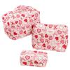 3pcs Women Cotton Quilted Makeup Bag Set Travel Toiletry Bag (Love XO-M) view 1