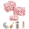 3pcs Women Cotton Quilted Makeup Bag Set Travel Toiletry Bag (Love XO-M) view 2