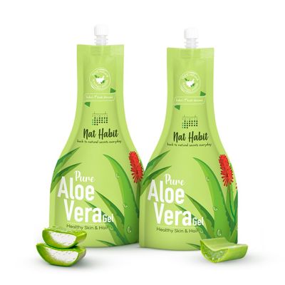 Naat Habit Pure Aloe Vera Face Gel For Healthy Skin & Hair, Natural Oil Free Moisturizer & Anti-Dandruff (Pack of 2 X 80g)