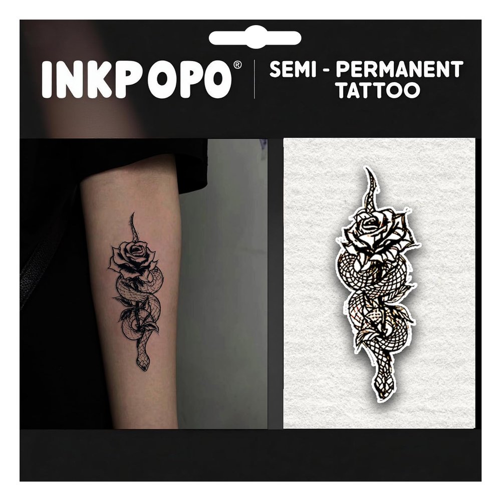 INKPOPO 3 Sheets Semi-Permanent Tattoos for Adults, 7-15 Days Longwear, Waterproof & Realistic Finish, Adult Art Temporary Tattoos, Flower Series 084