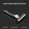 Luxurious and beautifully adjustable double-edged safety razor with 10 platinum-plated stainless steel razor blades, reusable razor kit, eco-friendly, smooth close shave (Glossy Black) view 3