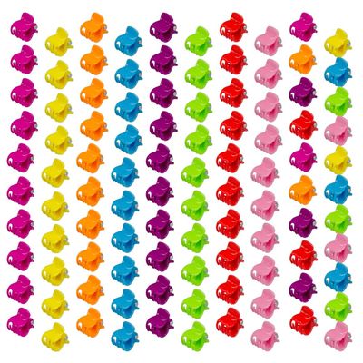 100 Pack 1cm Mini Hair Claw Clips - tiny hair clips - Plastic Mini Hairpins for Women, Girls (Assorted)