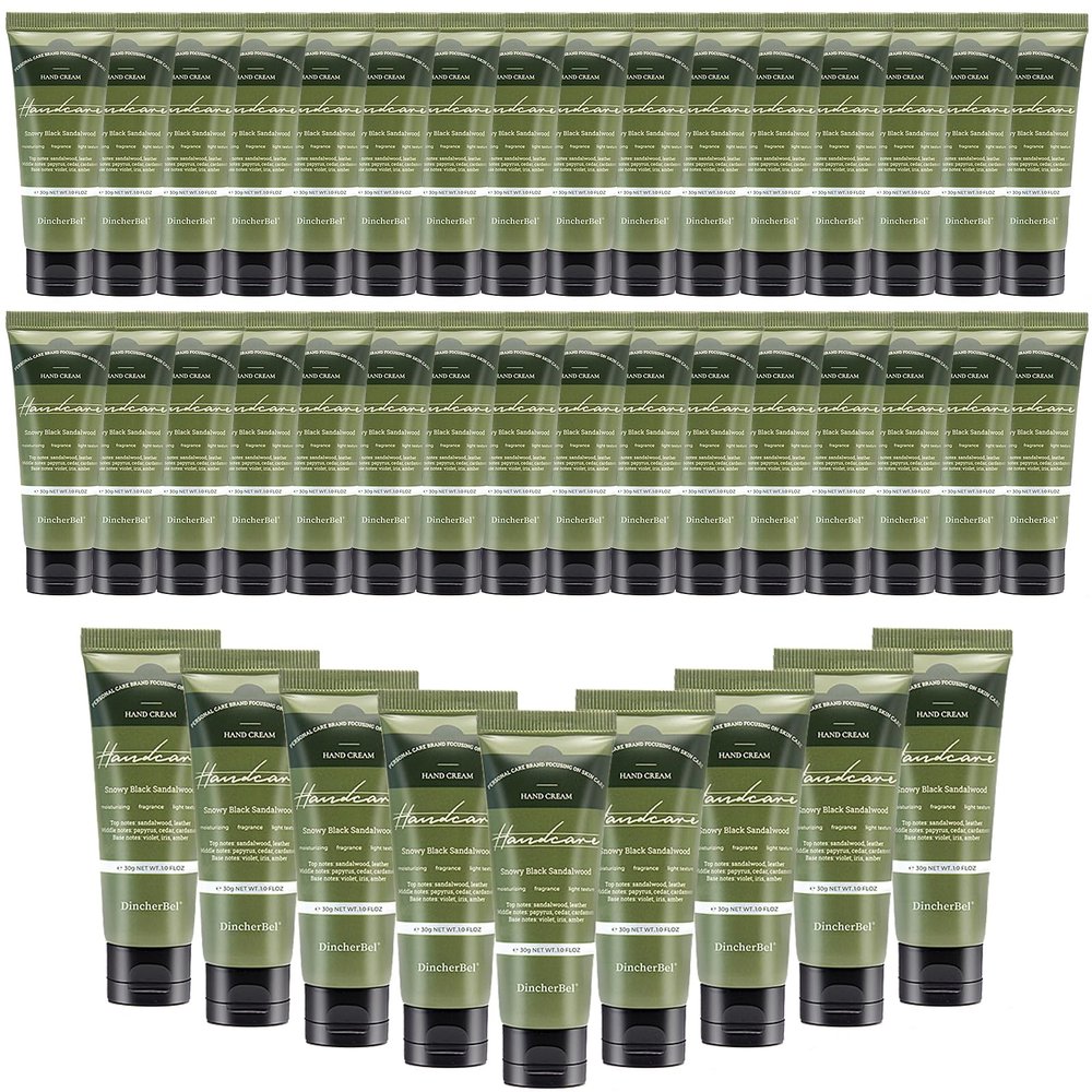 100 Pack Snowy Black Sandalwood Hand Cream Bulk - Travel Size Scented Hand Lotion Set for Dry Cracked Hands, Ideal Holiday Gift for Women/Nurse/Bridesmaid/Teacher Appreciation, 1.0 oz/30 ml