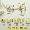 106 PCS Gold Hair Jewelry Clips The Flower Themed for Braids Cuffs Loc Charms Hair Accessories Rings Pendant Metal Jewelry Decoration view 4