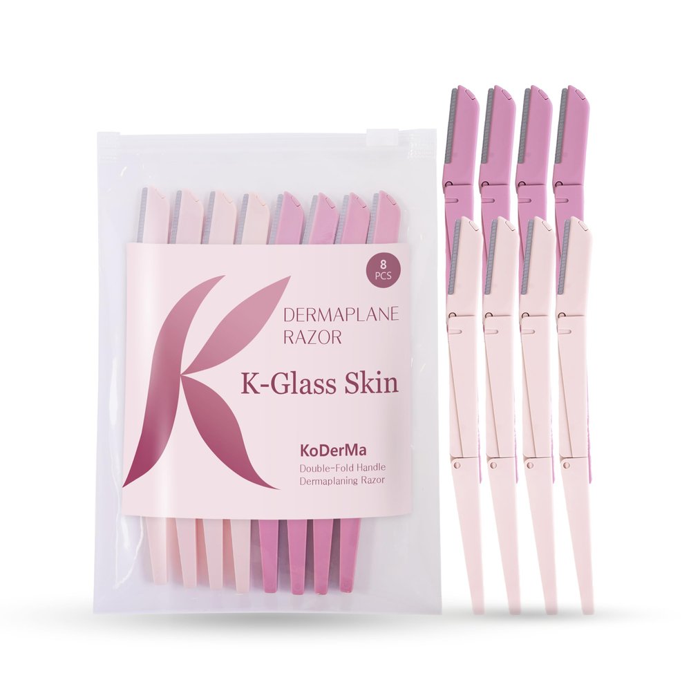 KoDerMa Double Folding Dermaplaning Tool Face Razor for Women & Men | Peach Fuzz Remover & Eyebrow Trimmer | Easy Exfoliation | K-Beauty Inspired | Ergonomic Blade Design (8)