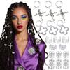 106 PCS Silver Hair Jewelry Clips The Flower Themed for Braids Cuffs Loc Charms Hair Accessories Rings Pendant Metal Jewelry Decoration view 1